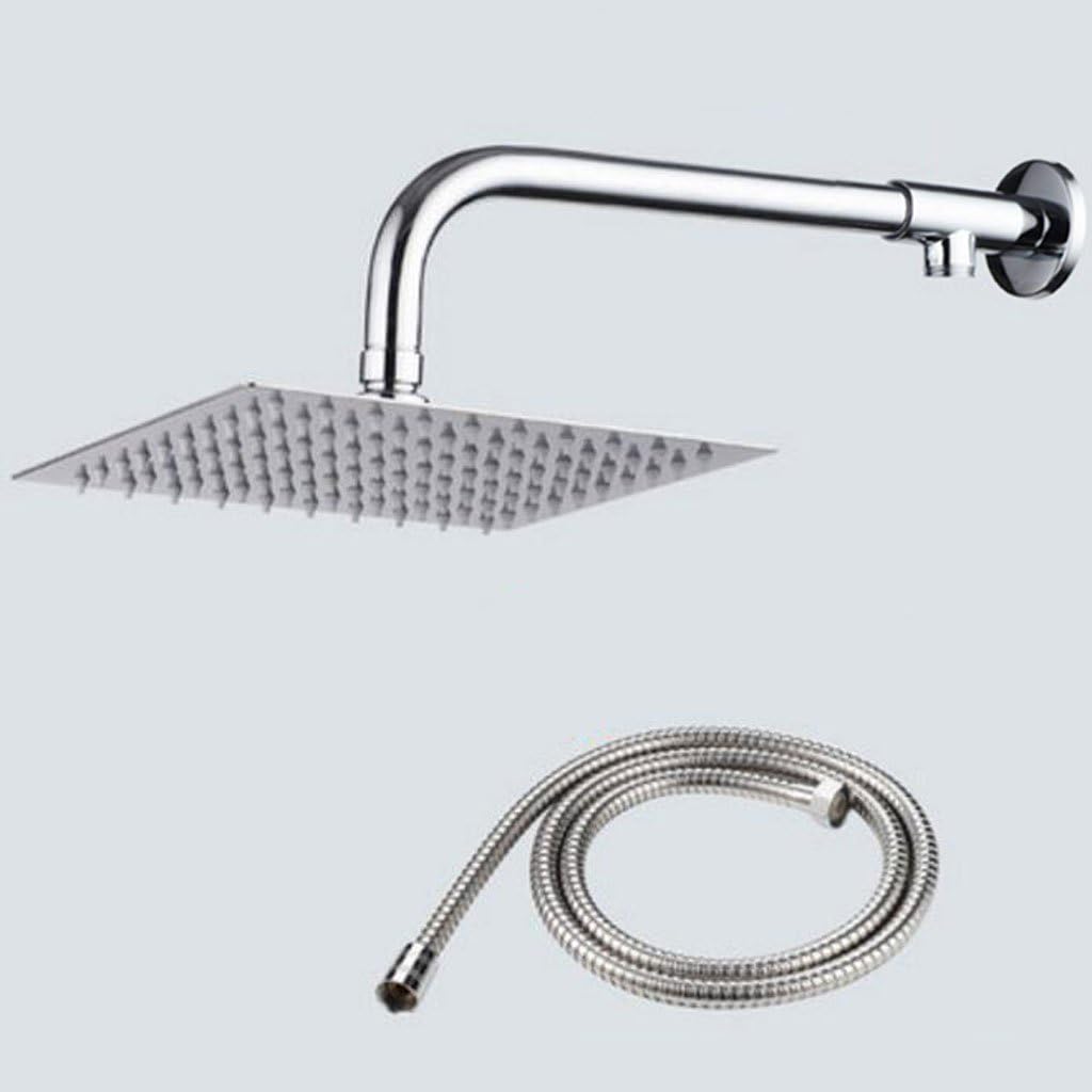 Rollsnownow 304 stainless steel square nozzle 20 cm 90 holes the bathroom top spray + stent cross bar +150 cm burst-proof hose [Energy Class A+]