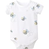 pureborn Baby Girls Boys Bodysuit Super Soft Cotton Romper 0-24 Months | OEKO-TEX Certified, Cotton, Viscose from Bamboo, Snap Closure, Breathable, Soft, Long &amp; Short Sleeve, Machine Wash