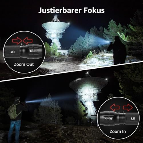 LE LED Torch Small, LE1000 Extremely Bright Zoom-able Mini Torches Battery Operated for Children, Portable, Waterproof Torch, Torch for Camping, Outdoor, Hiking, Emergencies