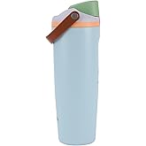 Sarvin Aqua DualSip 30oz Insulated Stainless Steel Water Bottle with Two-Way Spout, Built-In Straw and Carry Handle – Made for Travel, School, and Sports – BPA-Free, Leak-Proof. (Light Blue)