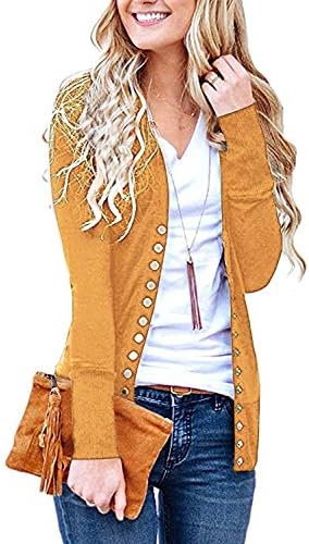 Women's S-3XL Solid Button Front Knitwears Long Sleeve Casual Cardigans
