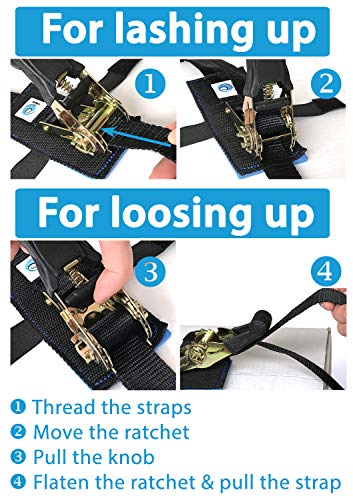 valonic Ratchet Straps, Tie Down Straps with Anti-Scratch pad, 13 FT x 1 inch, 1763 lbs Break Strength, 2-Pack Lashing Strap Set, Black