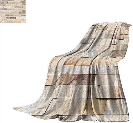 Ivory Blanket Urban Brick Wall Background Modern and Stylized Kitsch City Life Surface Print Bed Blanket Cream Beige Tan. 60"x36"