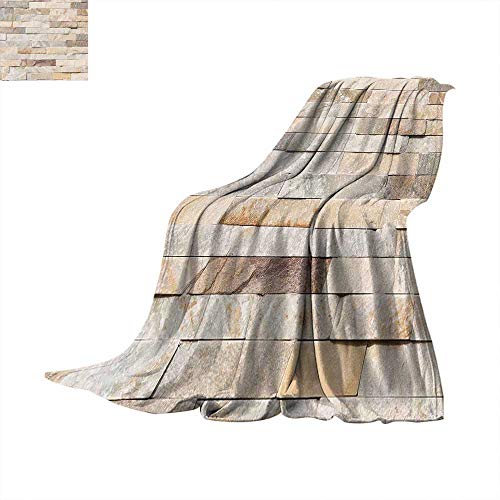 Ivory Blanket Urban Brick Wall Background Modern and Stylized Kitsch City Life Surface Print Bed Blanket Cream Beige Tan. 60"x36"