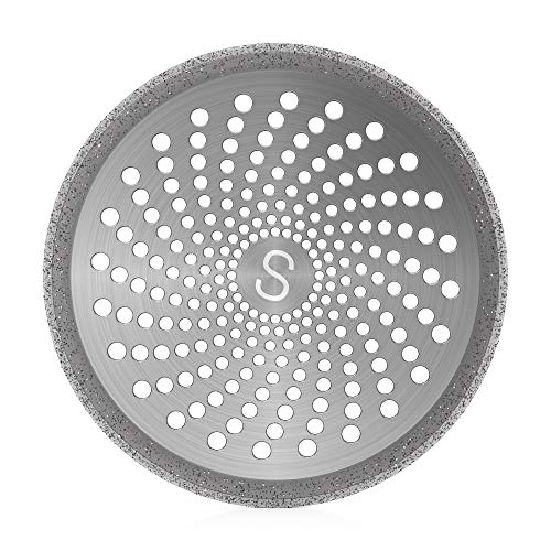 Shower Drain Hair Stopper | Bathroom Stall Drain Catcher Trap Cover Strainer Protector Cover Stopper Bathtub Collector, Stainless Steel - Silicone and Silver Glitter, 4.7 Inches - Only for FLAT drains
