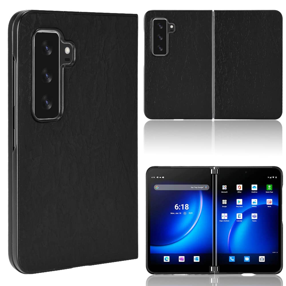 Hülle® Textured Leather Case Foldable,Anti Vibration & Anti Fall,Comfortable Grip Full Protection Shell Compatible for Microsoft Surface Duo 2 (1)
