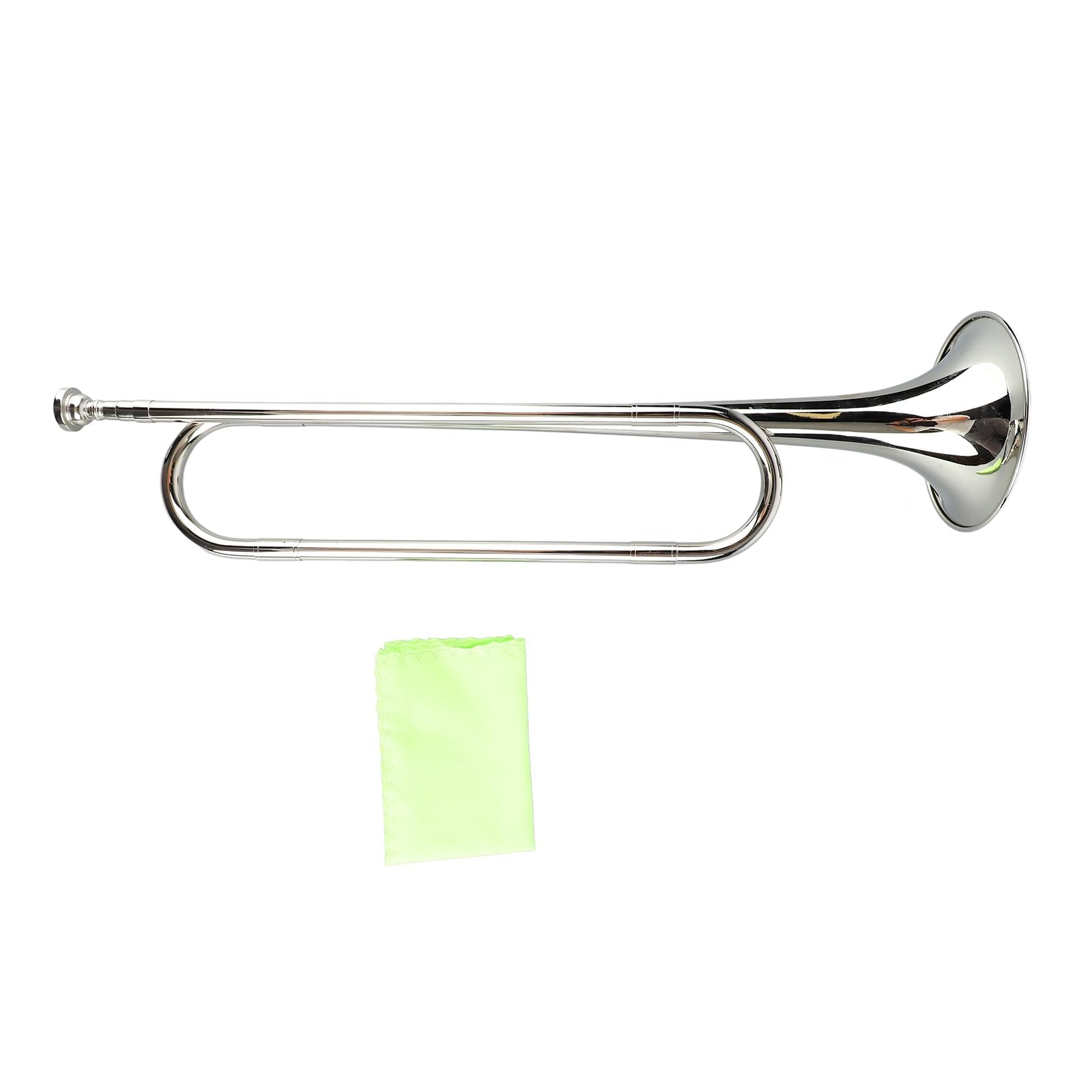 B Flat Bugle Brass Cavalry Trumpet Scouting Trumpet Bugle with Cleaning Wipe for School Band and Cavalry Orchestra