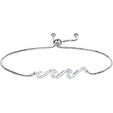 YFN Wave Bracelet 925 Sterling Silver Wave Bracelet Ocean Jewelry Beach Gifts For Women Gifts