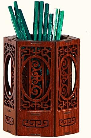 Viewlite Classic Wood Pen Pencil Holder Handmade Remote Control Case Storage Box Desk organizer office accessories table set (red wood)