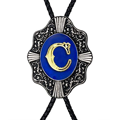 Aalphabet Letter Western Bolo string tie Initial Letters A/B/J/M/R/P/ Bolo tie for Men women kids by (C)
