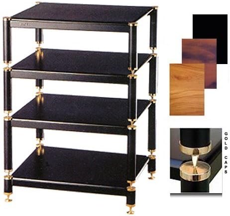 VTI Manufacturing BL404GO-02 4 Gold Capspike Black Poles 1 Oak Shelf 7 in. High Additional Shelf