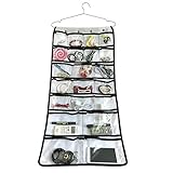 Brotrade Dual-Sided Closet Organizer Bag With Hook Home and Travel Underwear Organizer,Hanging Jewelry Organizer (42-Pockets-white)
