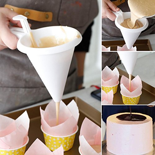 New Chocolate Funnel,Adjustable Chocolate Funnel for Baking Cake Decorating Tools Kitchen (White)