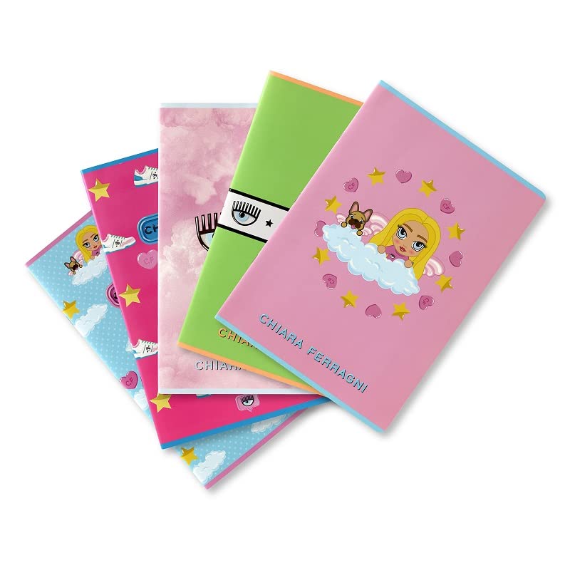 Pigna Maxi Chiara Ferragni x Cones for A4 Pack of 5 Fantasy A Mix 5 m Quadrettato 5 mm 02321475M