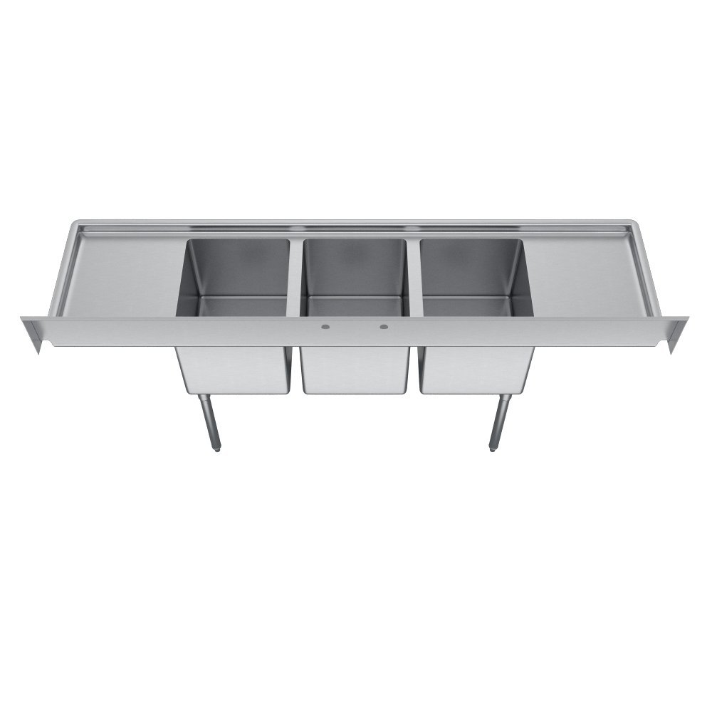 10.75 Backsplash Elkay Foodservice 3 Compartment Sink Adjustable Feet