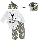 FEITONG Newborn Infant Baby Boy's Print Romper Tops+Long Pants +Hat