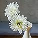 Gerbera Daisy Artificial Flowers for Farmhouse Home Decor 7 Stems Silk Daisies Flower for Wedding Bouquet Living Room Office Party DIY Decoration (White)