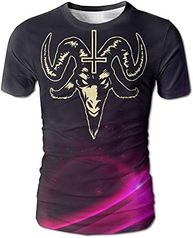 Satanic Goat Head With Cross Inverted Men's T-Shirts Fashion Short Sleeve Graphic Tees XXL