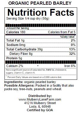 Pearled Barley 15 Pounds (Fifteen lbs) Pearl, USDA Certified Organic, Non-GMO, BULK