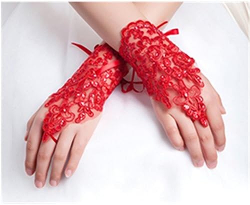 Ailimis Lace Fingerless Bridal Gloves Red