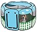 Pet Portable Foldable Play Pen Exercise Kennel Dogs Cats Indoor/outdoor tent for small medium large pets Animal Playpen with Pop up mesh cover great for travel LARGE,BLUE/GREEN
