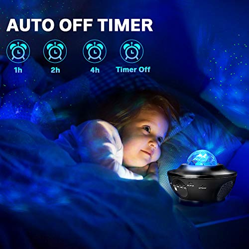 51YoeUL5kHL Night Light Projector with Remote Control, Eicaus 2 in 1 Star Projector with LED Nebula Cloud/Moving Ocean Wave Projector for Kid Baby, Built-in Music Speaker, Voice Control, Multifunctional (Black) - Image 5