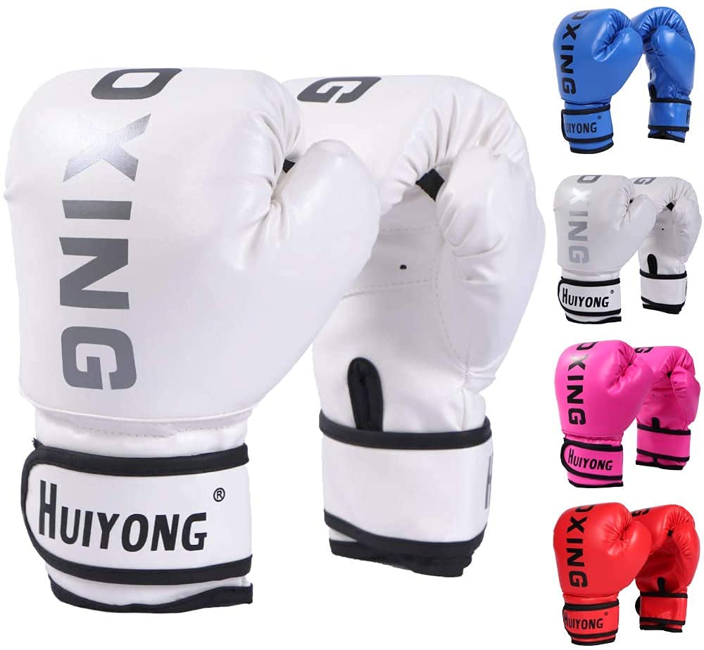 HUINING Kids Children Cartoon Sparring Dajn Boxing Gloves Training Age 3-12 Years (Boxing White)