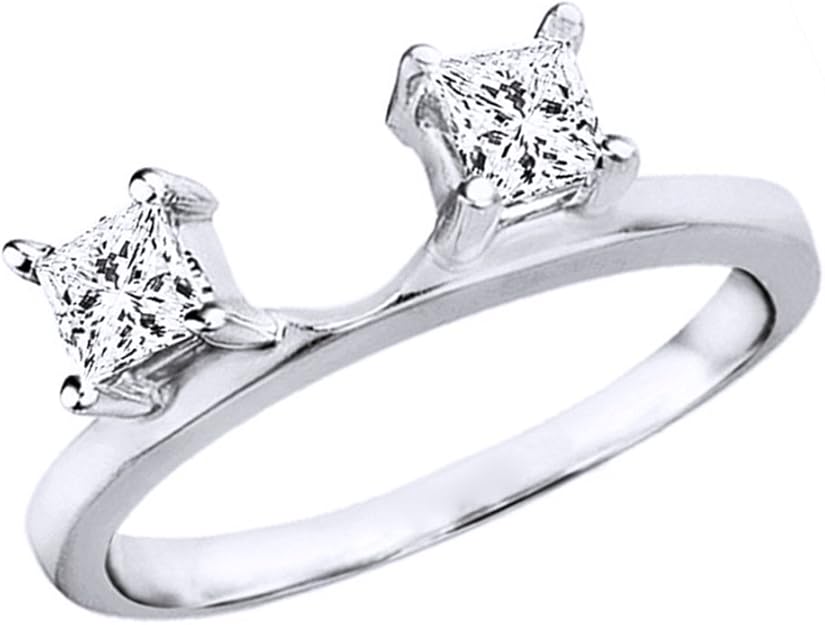 Silvernshine Jewels 1/4 Ct D/VVS1 Three Stone Princess Cut Ring Wrap