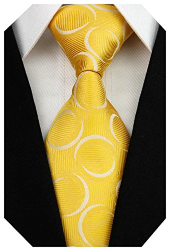 Wehug Men's Classic Tie Silk Woven Necktie Jacquard Neck Ties For Men Yellow LD0038