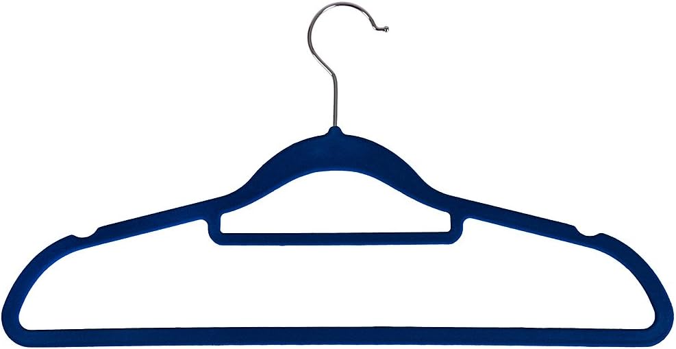 Home Vida Set Of 50 Non-Slip Velvet Coat Hangers In Blue