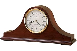 Howard Miller Christopher Mantel Clock 635-101 – Windsor Cherry Finish, Brass Accents, Black Roman Numerals, Quartz Single-Chime Movement, Volume Control
