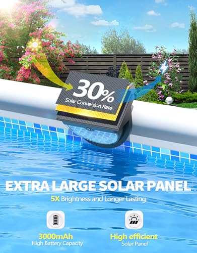 DeeprBetter 2026 Amélioré Lumiere Piscine Hors Sol Solaire, Lampe Piscine LED Etanche IP68 à RGB Couleur Changeant, Eclairage Piscines avec 10 Modes de Lumières, LED Piscines sans Fil pour Jardin