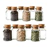 Mambocat Set van 12 kruidenpotjes, inhoud 150 ml, herbruikbare glazen doos met kurksluiting, hoogwaardig rond glas…