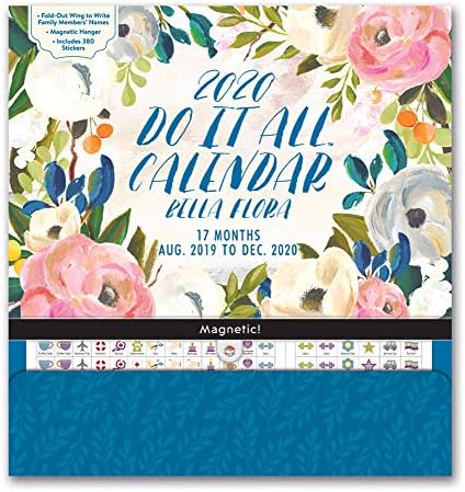 Orange Circle Studio 2020 Do It All Magnetic Wall Calendar, August 2019 - December 2020, Bella Flora