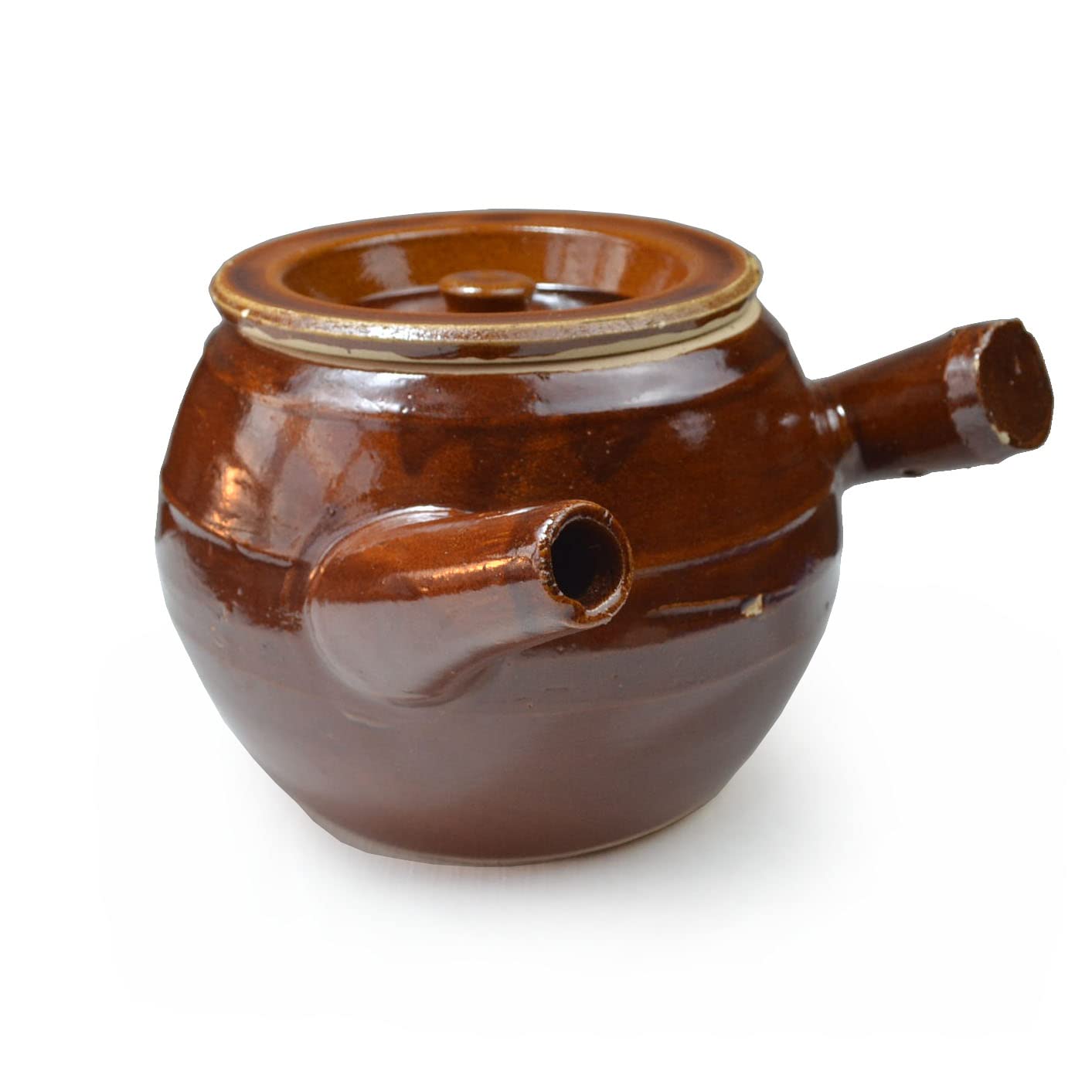 Casserole Clay Pot 60oz Heat-resistant Handmade Earthen Cooking Serving with Lid Soup Spout (1800ml brown)