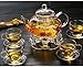 Clear Glass Teapot Set, 51 Ounce / 1500 Milliliter Stylish Borosilicate Water Kettle with Removable Strainer and Infuser Lid For Flower or Loose Tea
