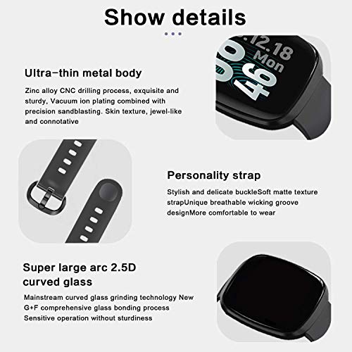 Fitness Tracker Watch, Heart Rate Blood Pressure Oxygen Monitor Watch, Waterproof Health Exercise Activity Tracker with Step Calorie Counter, Sports Business Watch Gifts for Women Men - Thumbnail 6