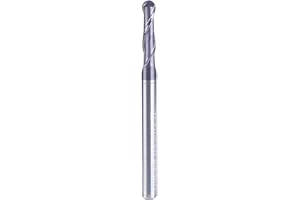 HUHAO Ball Nose Carbide End Mill,7/64" Mill Diameter, 1/8" Shank, 2 Flute CNC Cutting Tools CNC Router Bits for Hardened Steel, Stainless Steel, Alloy Steel & More