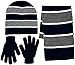 Boy's 3 Piece Knit Hat, Scarf & Gloves Set (Navy-Gray)