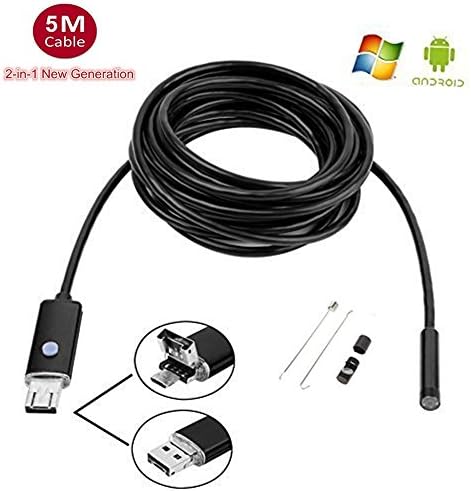 2017 New 2 in 1 Smart USB Endoscope,WMLIFE 6 LEDs HD Waterproof Inspection Camera with Snake Soft Wire for PC,Laptops and Android Smartphones