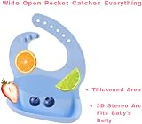 Vicloon Silicone Baby Bibs 2 Pack Waterproof Adjustable with Pocket Blue-Green view 3