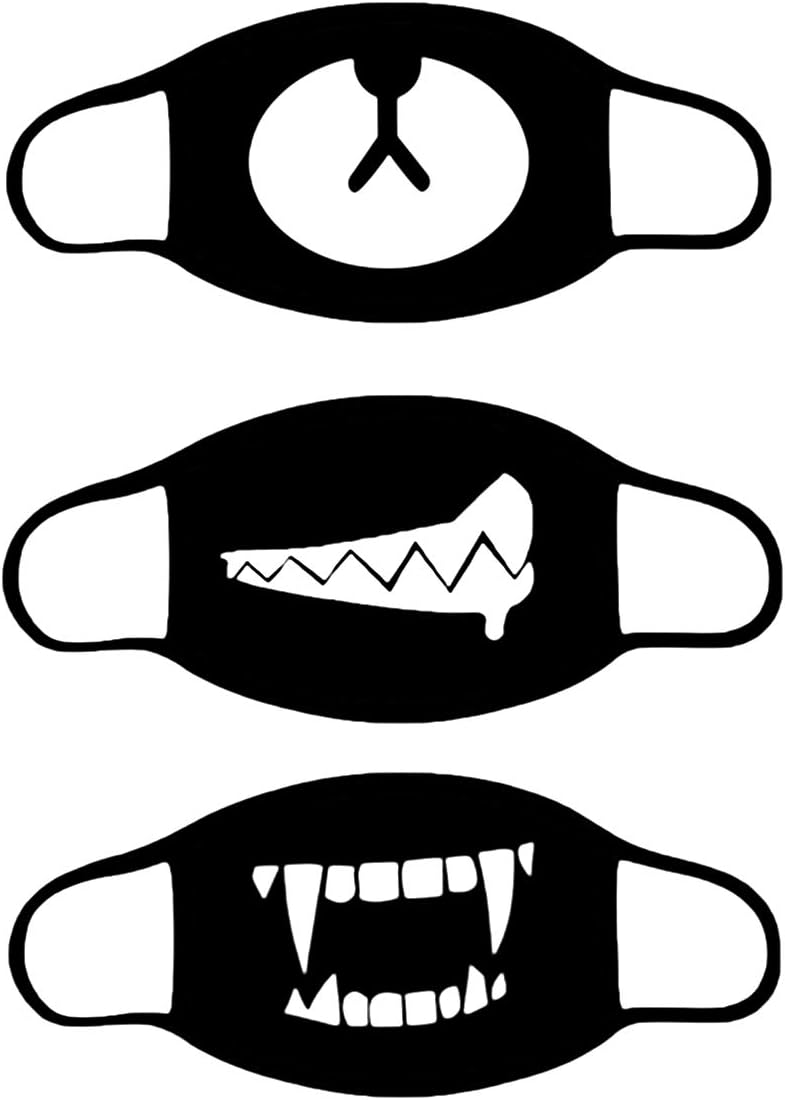 IMIKE Pack of 3 Mouth Mask for Men Women Kids Teens, Anti-dust Cotton Mouth Face Mask Fashion Black Mouth Cover for Running Cycling Camping Travel
