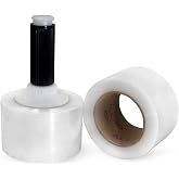 IDL Packaging 3" x 1000' Stretch Wrap Mini Rolls, 80 Ga (2-Pack) - USA-Made | Includes 1 Reusable Handle Dispenser - Extra Sticky Clear Film, 80 Gauge - Great for Packing, Shipping, Moving, Office Use