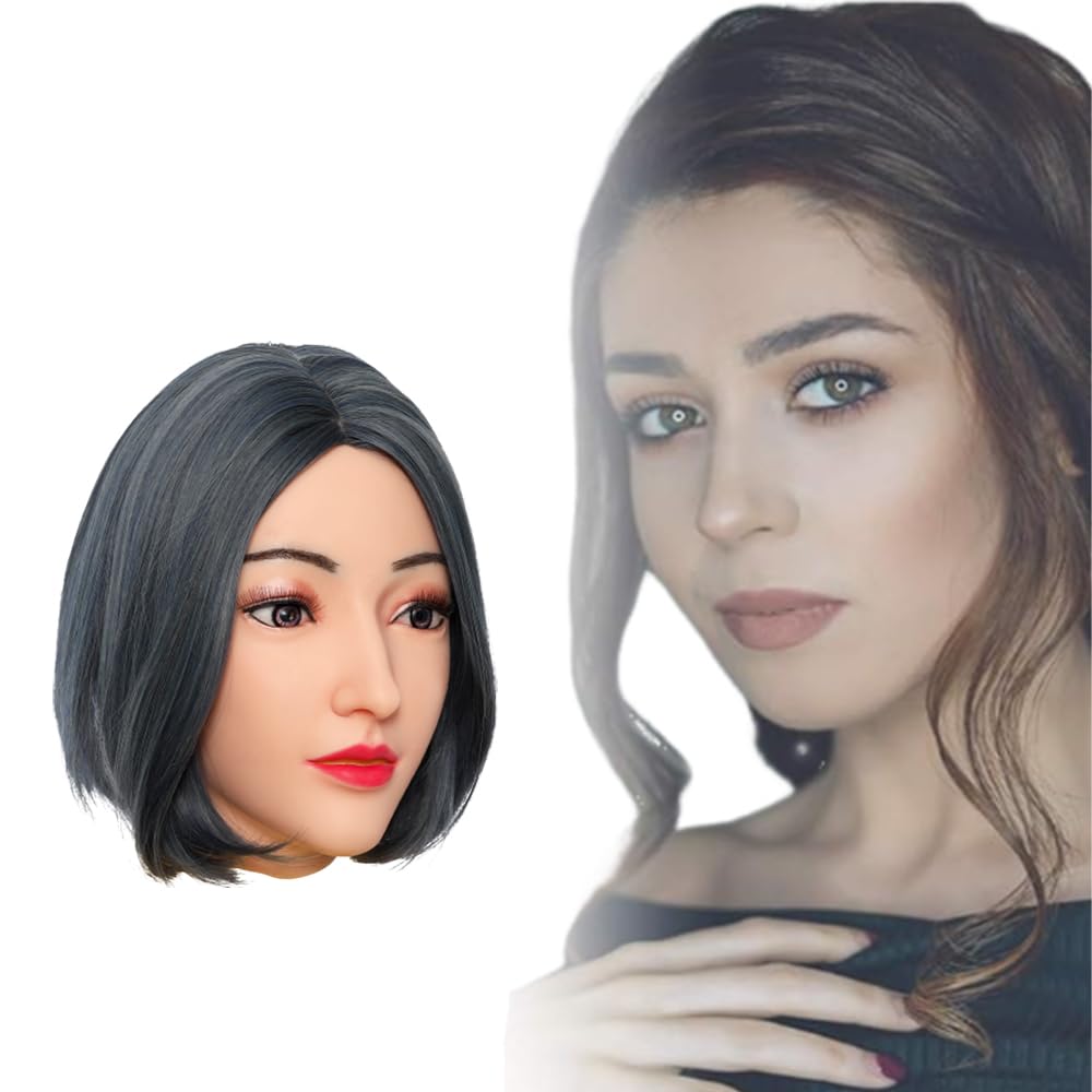 Minaky Silicone Head Mask Alice Face Mask Realistic Soft Silicone Female Mask for Crossdresser Transgender Halloween Cosplay Carnival Drag Queen (Yellow)