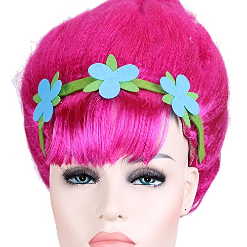 Cosplay Wigs Pink Trolls Poppy Princess Style Women Costume Hair Wig Party Head Accessories for Wig Cap (8196A)