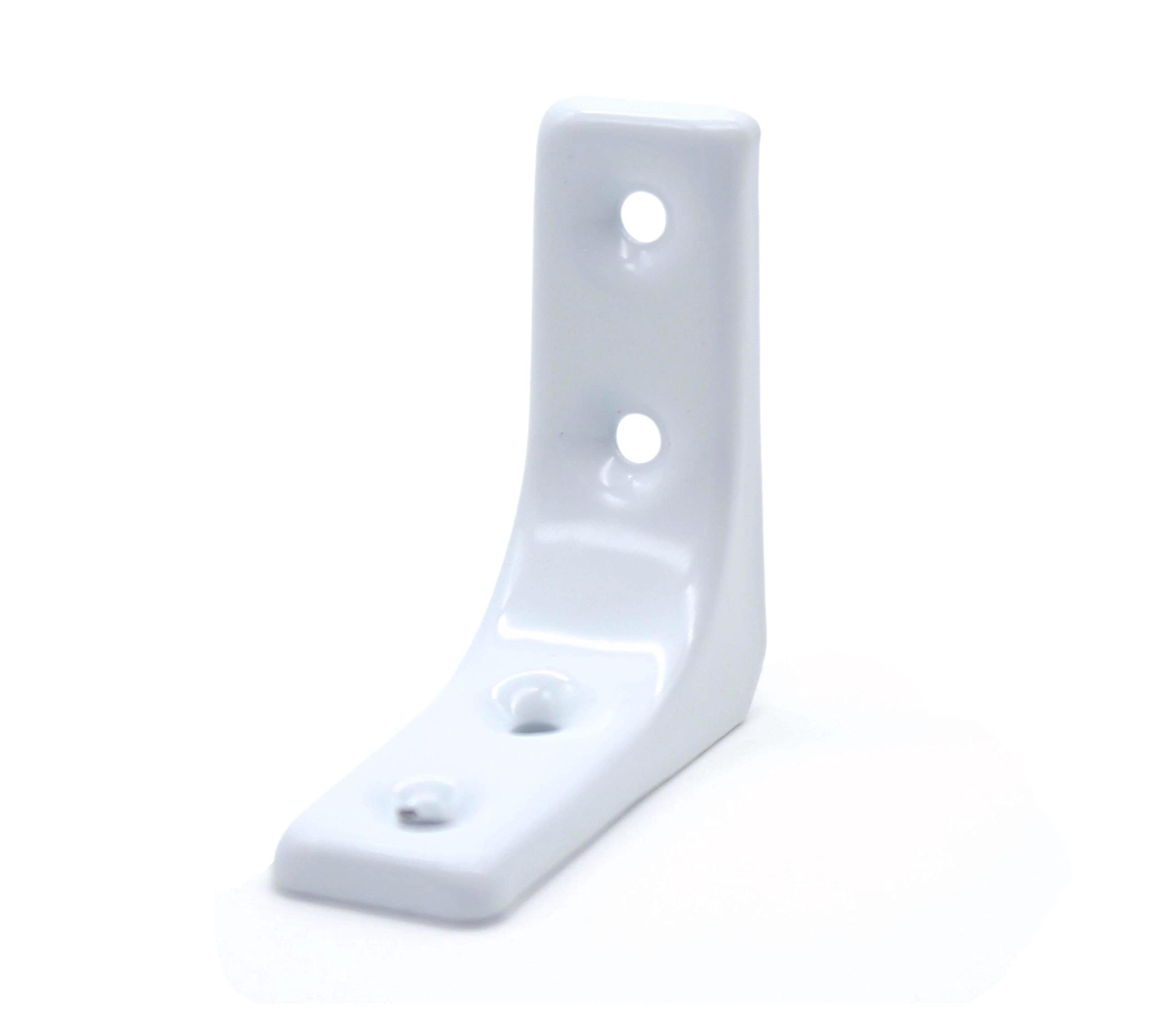 DOJA Barcelona White L Bracket, Shelf Support L Bracket, Small, White, Shelf Support, Small Pack of 4 75 x 75 mm Galvanized Steel, Corner Angle for Wooden, Corner and Cabinet