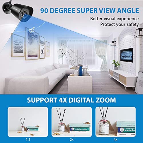 1080P Wireless Security Camera with Crystal Glass 3MP HD Lens, Full HD 1080P Night Vison up to 98ft,Support SD Card Storage, Black
