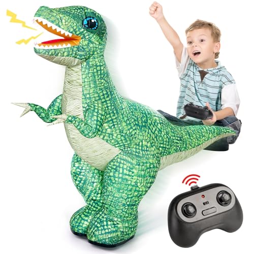 Uniiking® Inflatable Dinosaur Toy for Kids, 2.4GHZ Remote Control Electric Toy with 360°Rotation, Rechargeable Walking Dinosaur Toys for Kids Boys Age 6-8 8-12 Christmas Birthday Gifts