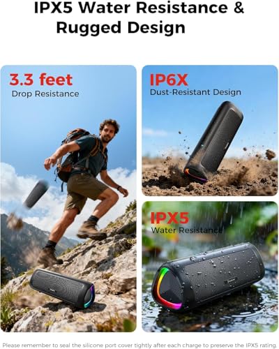 Bluetooth Speaker, 20W HD Sound, Portable Wireless, IPX5 Waterproof, Up to 24H Playtime, TWS Pairing, for Home/Party/Outdoor/Camping/Beach Essentials, Electronic Gadgets, Birthday Gift (Black)