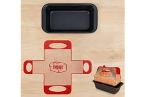 Loaf Pan with Liner Set: 1-Pack Nonstick 9 x 5 Inch Bread Pan and Loaf Liner for Homemade Oven Baking - Rectangular Baking Tr